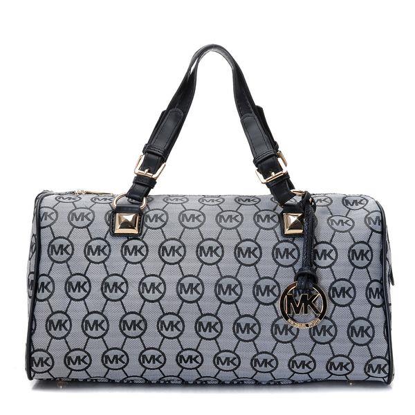 michael kors gråson large monogram satchel grå svart Outlet Online lwjaf